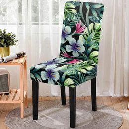 Chair Covers Rustic Style Plant Series Stretch Spandex Cushion Cover Dirt-proof Kitchen All Inclusive Dining Seat Home Decor