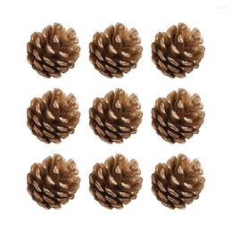Decorative Figurines 4cm Christmas Pine Cones With String Pinecone Pendant Xmas Tree Decoration Crafts Home Ornament (Silver)