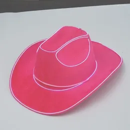 Berets Western-Style Cowboy Hat Novelty-Cowgirl Pink Glowing Costume Top Hats Headwear Fedora-Hat Carnivals Party Props