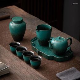 Teaware Sets Antique Ceramic Dry Bubble Tea Set With Pot Loose Hand Holding Stone Green Glaze Cup Gift Box