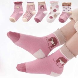 Kids Socks 5 pairs of baby socks cotton spring and autumn cartoon animals childrens socks cute newborn boys childrens socks 0-6 years old d240513