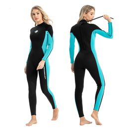 Womens 3mm Neoprene Snorkelling Suit Warm Anti-Jellyfish Cold-Proof One-Piece Back Zipper Wetsuit For Swimming Drifting Surfing 240507