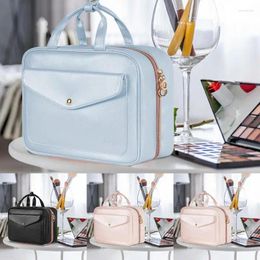 Storage Bags Makeup Bag Waterproof PU Leather Cosmetic Box Hanging Hook Travel Hand Water Resistance Travelling Carrier For Women