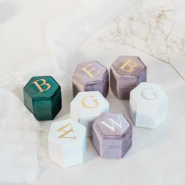 Party Decoration Personalized Velvet Ring Box Single Double Storage Proposal Hexagonal Engagement Boxes Wedding Bride Bridesmaid Gift