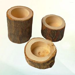 Candle Holders 6pcs Rustic Wooden Stump Holder Creative Tea Light Succulent Planter Craft Ornament (Size)
