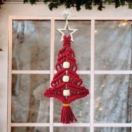 Decorative Figurines Bohemian Handmade Christmas Tree Hanging Ornaments Macrame Kit Hand-Woven Pendant Decorations