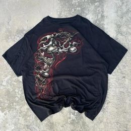 Hiphop 2024 Streetwear kafatası grafik tişörtler y2k üstler baskı büyük boy tişört gotik kore harajuku goth erkek giyim 240513