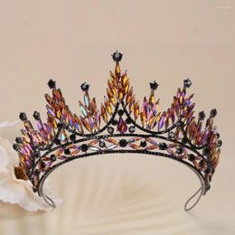 Hair Clips Baroque Gun Black Sparkly Colourful Crystal Bridal Tiaras Crown Rhinestone Pageant Diadem Women Headband Wedding Accessories