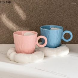 Mugs Ceramic Tea Coffee Mug Drinkware Simple Milk Cups 250ML Creative Home Desktop Breakfast White Cloud Shape Cup Saucer