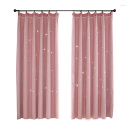 Curtain 1pcs Stars Cutout Blackout Curtains With Tulle Overlay 2 Layers Grommet Window Panels For Kids Bedroom Living Room Decor Wall