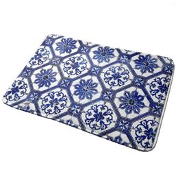 Carpets Blue And White Portuguese Tile Entrance Door Mat Bath Rug Europe Portugal Pattern Flowers