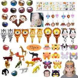 Party Favour Birthday Safari Animals Favours Rings Masks Mini Animal Toys For Kids Little Jungle Gift Girls/Boys