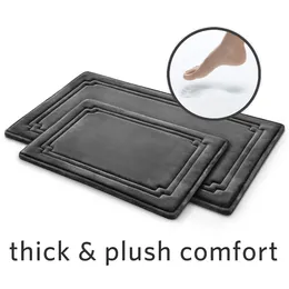 Bath Mats Thick & Plush 2-Piece Rug Set Dark Grey Charcoal Infused Memory Foam Made Of Polyester Machine Wash And Dry