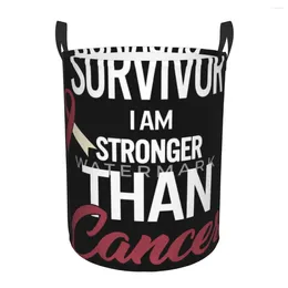 Laundry Bags Throat Cancer Survivor I Am Stronger Than Circular Hamper Storage Basket With Two Handles Bathrooms Books