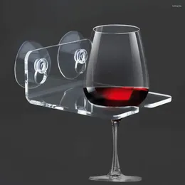 Hooks Kitchen Bathtub Wall Mount Suction Cup Acrylic Single Wine Glass Rack Holder