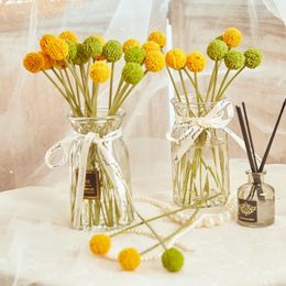 Decorative Flowers 2Pcs/lot Artificial Preserved Ball Simulation Eternell Craspedia Bouquets Forever Gold Orbs Flower