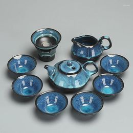 Teaware Sets Kiln Glaze Pottery Set Kungfu Gift Ceramic Teapot Teacup Ceramics For Purple Sand Travel Tea Pot With Cup