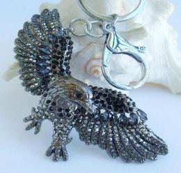 Keychains Unique Bird Animal Eagle Keychain Pendant Black Rhinestone Crystal K04717C1Keychains4472757