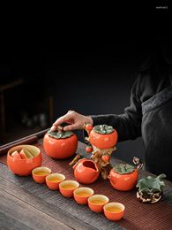 Teaware Sets Persimmon Automatic Tea Set Ceramic Handmade Luxury Chinese Modern Cooking Pots Juego De Te