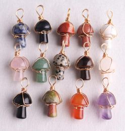 Pendant Necklaces Natural Stone Cute Mushroom Necklace Quartz Crystal Amethysts Healing Energy Jewelry Bulk Item WholesPendant6569867