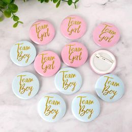 Party Decoration 12pcs Team Boy Girl Button Pins Blue Pink Badges Baby Shower Birthday Or Gender Reveal Supplies