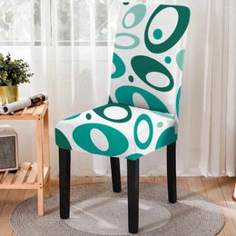 Chair Covers Geometric Pattern Green Series Household Dust-proof Cushion Cover Removable Dining Protector Spandex Room Decor
