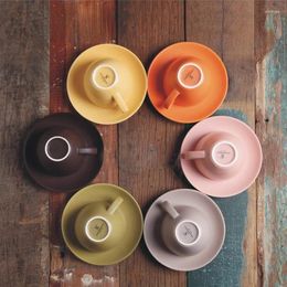 Cups Saucers 1Pc Nordic Style Matte Coffee Cup And Saucer Set Ceramic Simple Pure Colour Tea 200ml Latte Concentrate Porcelain Gift