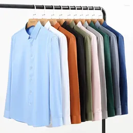 Men's Dress Shirts High Quality Stretch Anti-Wrinkle Men Long Sleeve For Male Slim Social Business Blouse Office Shirt S-6XL