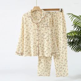 Home Clothing Trousers Pajama Set Women's All Seasonal Thin Long Sleeved Pants Multiple Floral Patterns Suitable For Loungewear Women