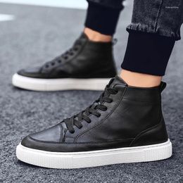 Casual Shoes High Top Men's Sneakers Luxury Handmade Designer Leather Sport Antiskid Outdoor Male Footwear Comfy Loafers