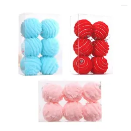 Party Decoration 6pcs Soft Plush Ball Pendant Decorations Christmas Festive And Delicate Tree Baubles Balls Ornaments Supply