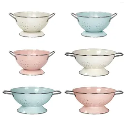 Decorative Figurines Enamel Coated Fruit Bowl Berry Colander Food Storage Baskets For Countertop