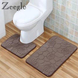 Bath Mats Zeegle 3D Flannel Non-slip Bathroom Set Toilet Rugs Absorbent Shower Room Floor Mat Foot Pad Washable Carpet