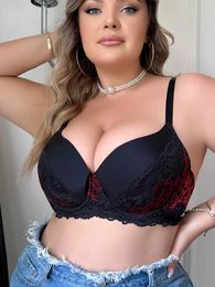Bras Sets Viomisha 1PC Women Plus Size Underwear Sexy Comfortable Brassiere Female Push Up Bra with Stl Ring D Cup Lady Daily Top Y240513