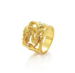 MGFam 205R Dragon Rings For Masculine Men 24k Pure Gold Plated China Mascot National Style jewelry4914905