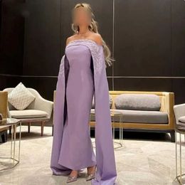 Landebahnkleider Saudi -Arabien Ball Kleid Meerjungfrau von Schulterspitze Langarm von Rücken Split Satin Elegantes Abendkleid 2024 Neu