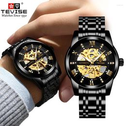 Wristwatches Men Brand Mechanical Wrist Watch Skeleton Business Waterproof Sport Automatic Watches Man Stainless Leather Strap Luminous