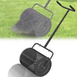 Fayesioal Compost Lawn,16.5 Inch Fertiliser with Adjustable Double Handle Planting Seeding Heavy Duty Metal Mesh Grass Seed Spreader for Lawn