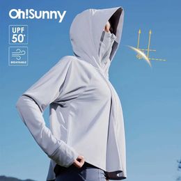 Men's Casual Shirts OhSunny womens clothing UV resistant jacket with hood and sun protection loose breathable long sleeved sports bike suit Q240510