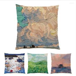 Pillow Covers Decorative Polyester Linen Living Room Decoration Accessories Vintage Oil Painting Home Decor Velvet E1072