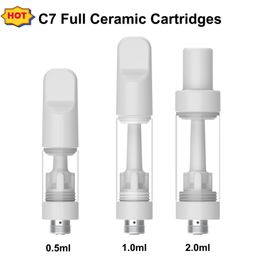 USA Ceramic Coil Cartridges 510 Thread 0.5ml 1.0ml 2.0ml Empty 2.0mm Oil Hole Leakproof E-Cig Pre-Heating Function 510 Oil Vaporizer Vape Pen Cartridge Pod Carts Tank White