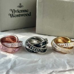 Designer Westwoods High Edition Light Luxury Personalised Punk Style Letter Three Ring Dynamic Couple Nail
