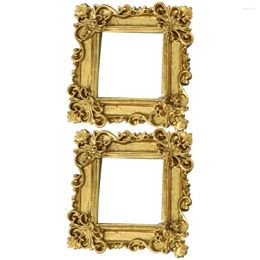 Frames 2 Pcs Vintage Decor Square Mini Po Frame DIY Decoration Materials Picture For Houses Resin Small Crafts