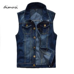 DIMUSI Men Denim Vest Vintage Sleeveless washed jeans waistcoat Man Design Cowboy ripped Jacket Male Waistcoat 5XLYA663 240509