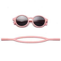 Sunglasses 0-4-year-old baby silicone glasses UV400 protection TPEE polarization band baby girl flexible sunglasses with free silicone strap d240513