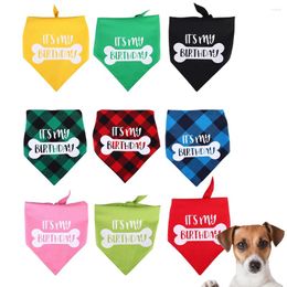 Dog Apparel Custom Name ID Pet Bandanas For Cat Plaid Triangular Bib Scarf Collar Items Puppy Dress-up Accessories