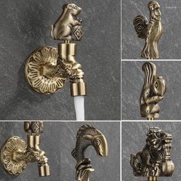 Bathroom Sink Faucets 1PC Outdoor Decorativ Garden Bibcock Animal Shape Antique Brass Washing Mop Tap Watering Faucet Thread G1/2'