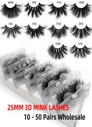 Fluffy Lashes 25 mm Thick Mink Lashes 3D Eyelashes Cruelty Soft Real Hair Dramatic Long Natural False Eyelashes Extension Las7152485