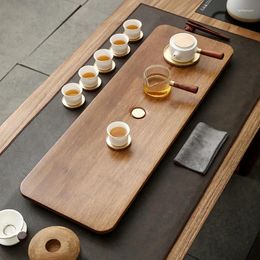 Tea Trays Kitchen Wooden Serving Tray Valet Desk Rectangle Pu Erh Water Absorbed Plateau Luxe Office Accessories YY50