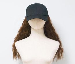 Ball Caps 2022 Black Baseball Cap Wig Hat Italian Long Hair Good Care Girl Female Instagram Wool Roll5212624